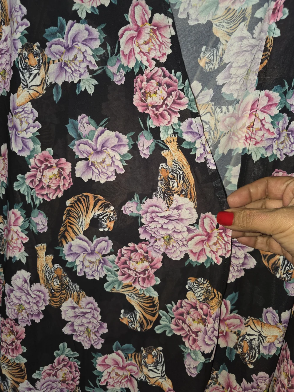 Torrid Tiger & Floral High-Low Kimono Cover Up Size 3/4 NWT Boho Festival